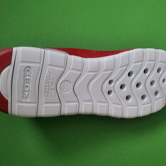 New Geox Respira Red Suede Walking Shoes Men US Size 8 Italian Patent - Picture 4 of 9